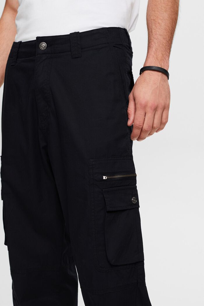 Pantalon cargo de coupe droite en twill, BLACK, detail image number 4