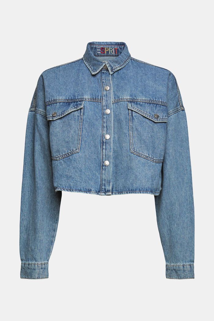 Cropped Jeansjacke, BLUE MEDIUM WASHED, overview