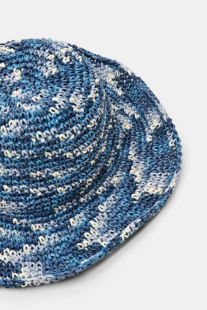 Bucket Hat aus Stroh in melierter Optik, BLUE, detail image number 1