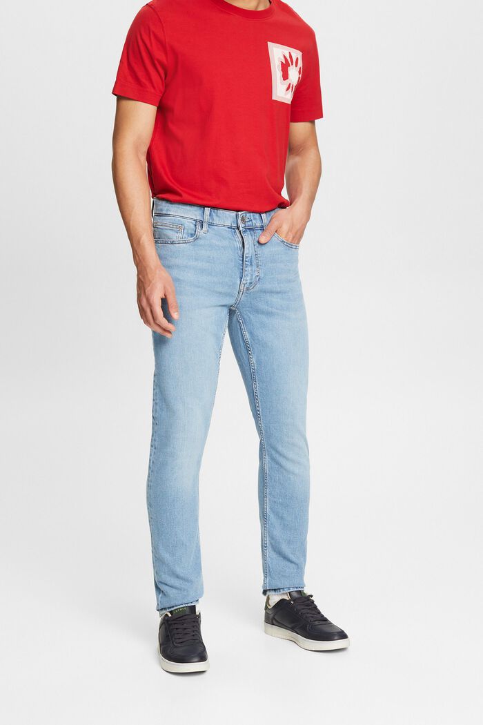 Schmale Jeans mit mittlerer Bundhöhe, BLUE LIGHT WASHED, detail image number 0