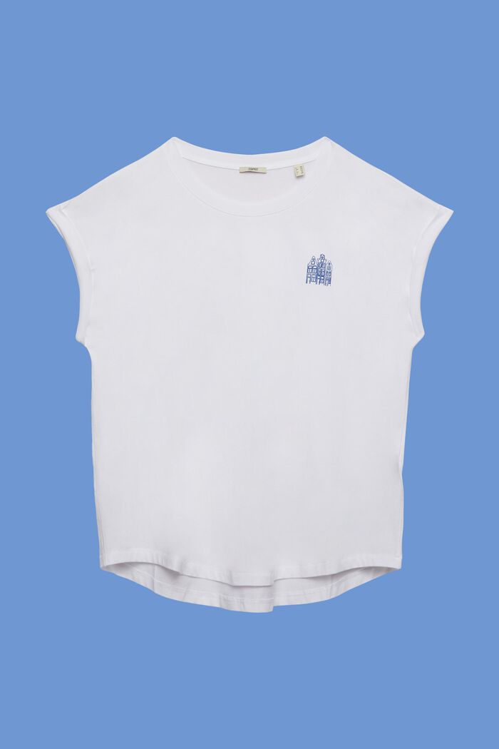 T-shirt CURVY orné d’un minuscule imprimé, 100 % coton, WHITE, detail image number 6