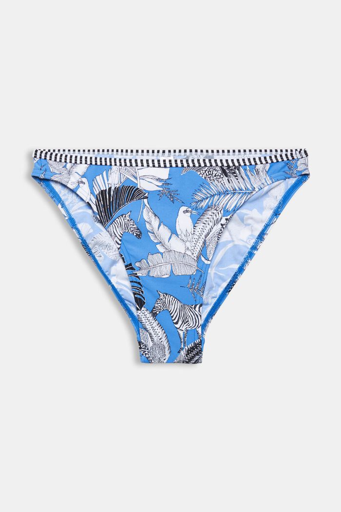 En matière recyclée : Slip de bikini à imprimé tropical, BLUE, detail image number 0