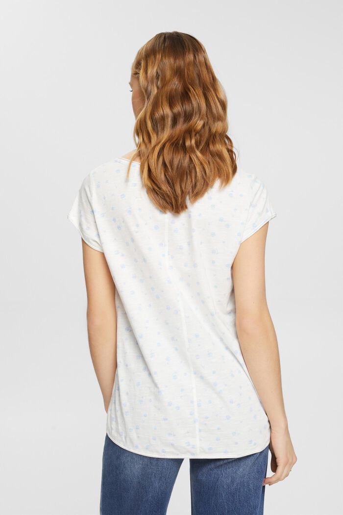 T-shirt à fleurs et bords roulottés, OFF WHITE, detail image number 3