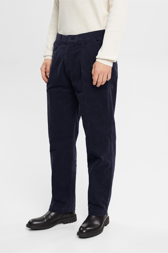 Pantalon large en velours côtelé, NAVY, detail image number 0