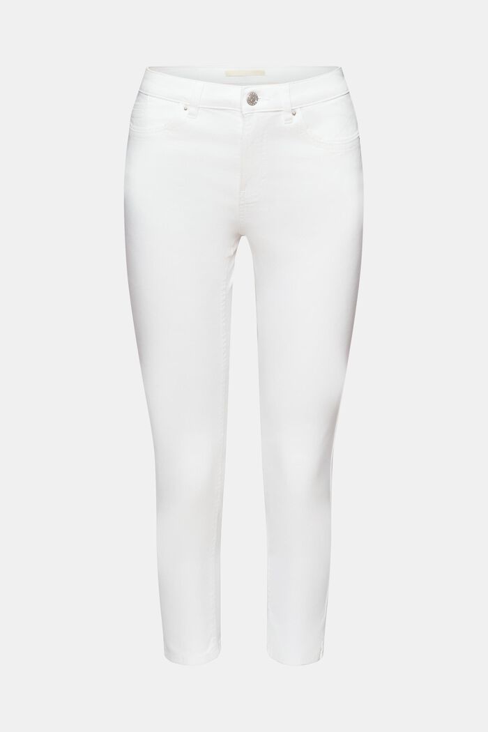 Pantalon stretch à taille mi-haute et jambes raccourcies, WHITE, detail image number 7
