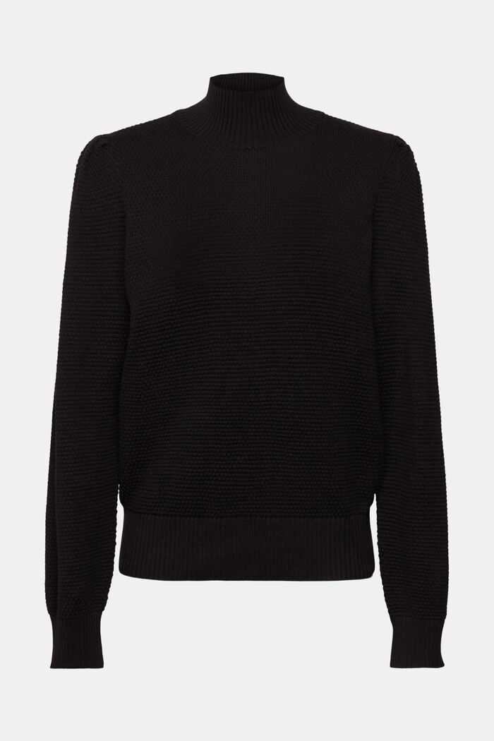 Strukturierter Pullover mit Stehkragen, BLACK, detail image number 2