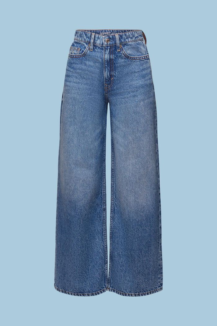 Retro-Jeans mit hohem Bund und weitem Bein, BLUE LIGHT WASHED, detail image number 6