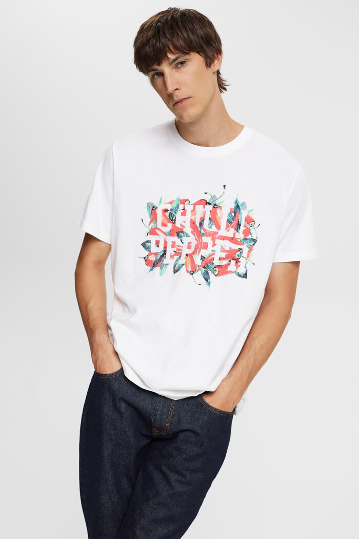 T-Shirt mit Print, NEW WHITE, detail image number 1