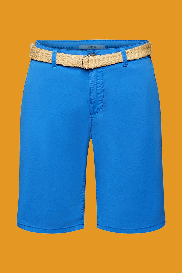 Shorts mit Flechtgürtel aus Raffiabast, BRIGHT BLUE, detail image number 7