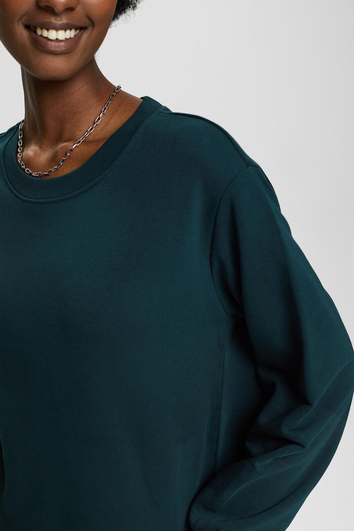 Mini-Sweatshirt-Kleid mit Rüschen, DARK TEAL GREEN, detail image number 2