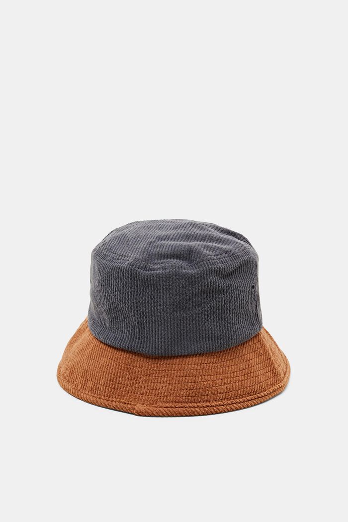 Zweifarbiger Bucket Hat aus Cord, NAVY, detail image number 0