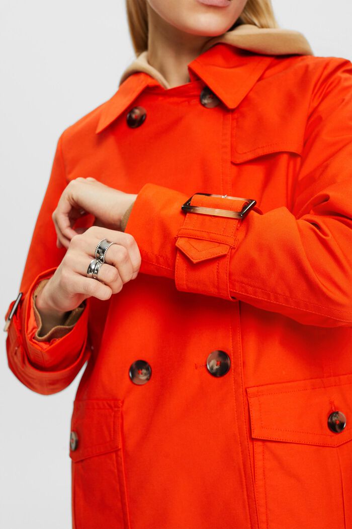 Trench-coat court à boutonnage croisé, ORANGE RED, detail image number 2