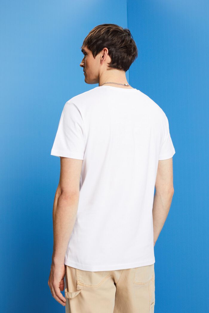 Rundhals-T-Shirt, 100 % Baumwolle, WHITE, detail image number 3