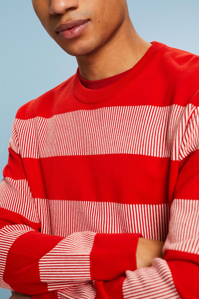 Gestreifter Rippstrick-Pullover, RED, detail image number 3