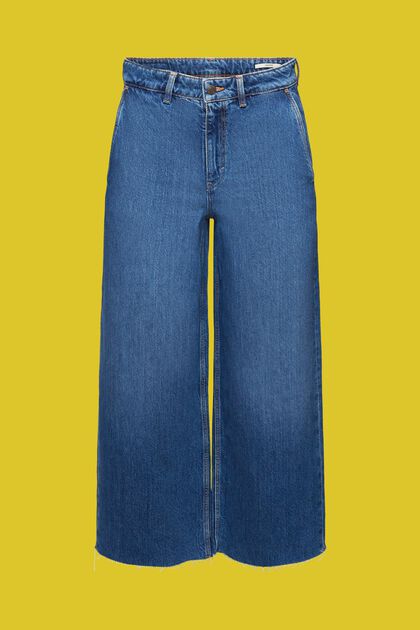 Jean de style jupe-culotte à taille haute, BLUE MEDIUM WASHED, overview