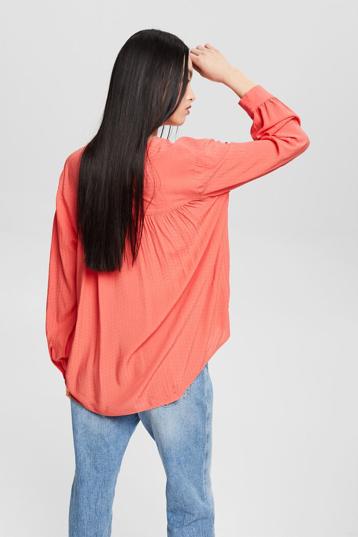 Bluse mit Webmuster, LENZING™ ECOVERO™, CORAL, detail image number 3