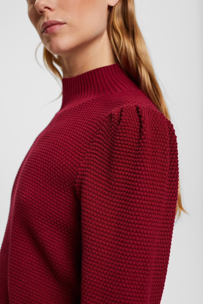 Strukturierter Pullover mit Stehkragen, CHERRY RED, detail image number 0