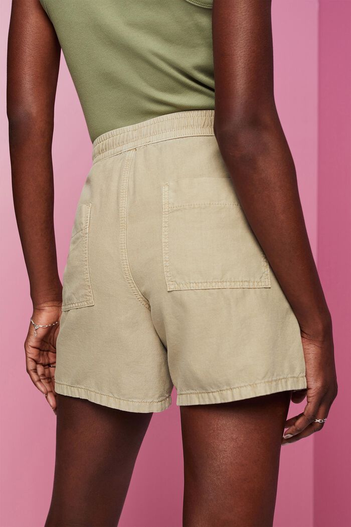 Twill-Shorts mit gesmokter Taille, DUSTY GREEN, detail image number 4