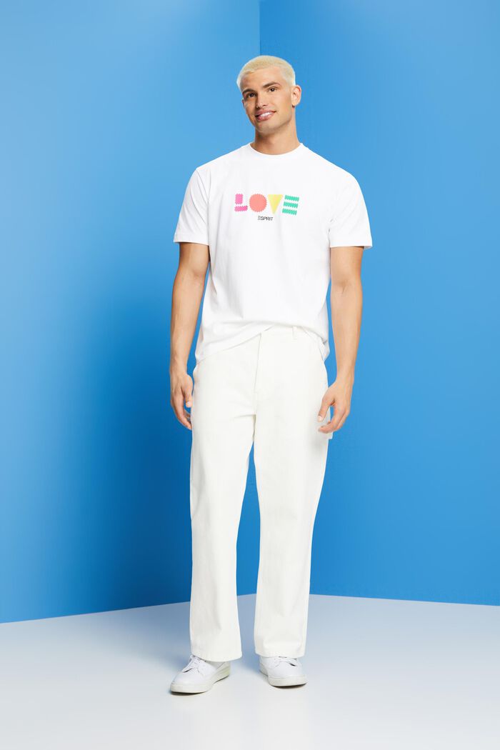 T-Shirt aus Bio-Baumwolle mit geometrischem Print, WHITE, detail image number 4