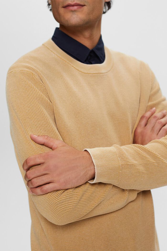 Pullover mit Rundhalsausschnitt, 100 % Baumwolle, BEIGE, detail image number 1