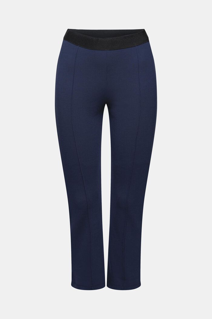 Recycelt: Cropped Hose aus Punto-Jersey, NAVY, overview