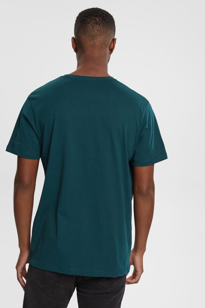 T-Shirt mit Print auf Brusthöhe, DARK TEAL GREEN, detail image number 3