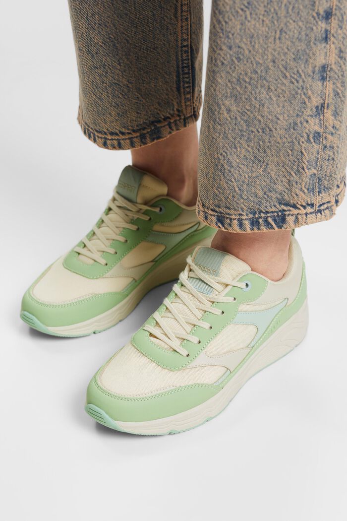 Sneakers en similicuir, LIGHT GREEN, detail image number 1