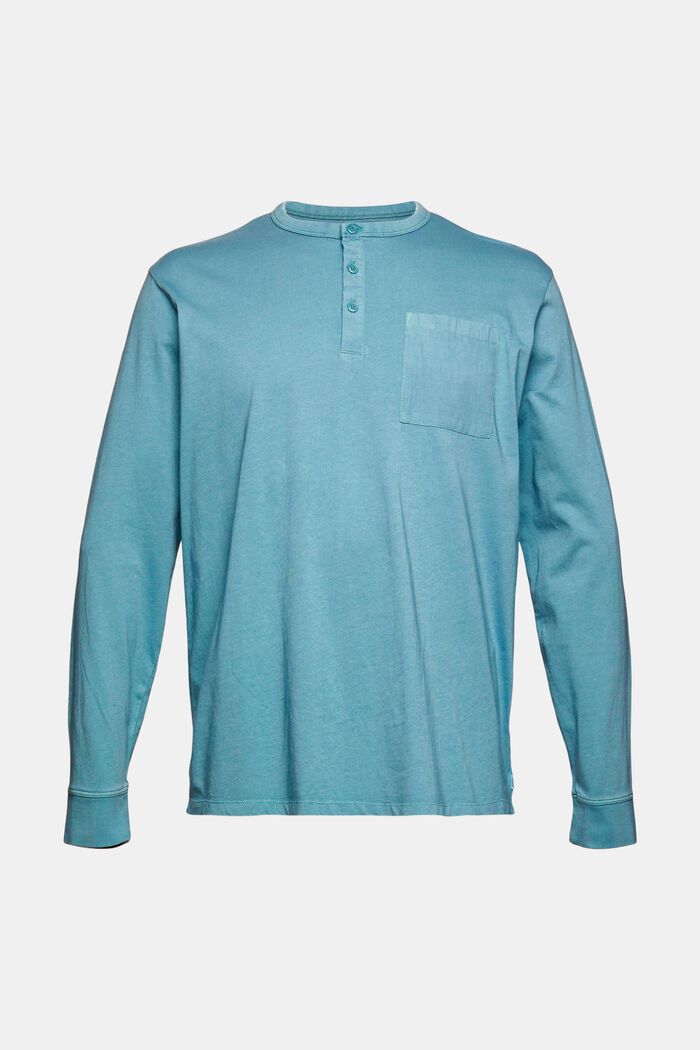 T-shirt en jersey à manches longues et boutons, 100 % coton