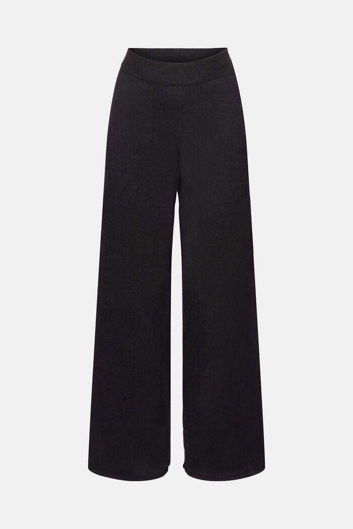Pantalon en maille à taille haute et jambes larges, BLACK, detail image number 7