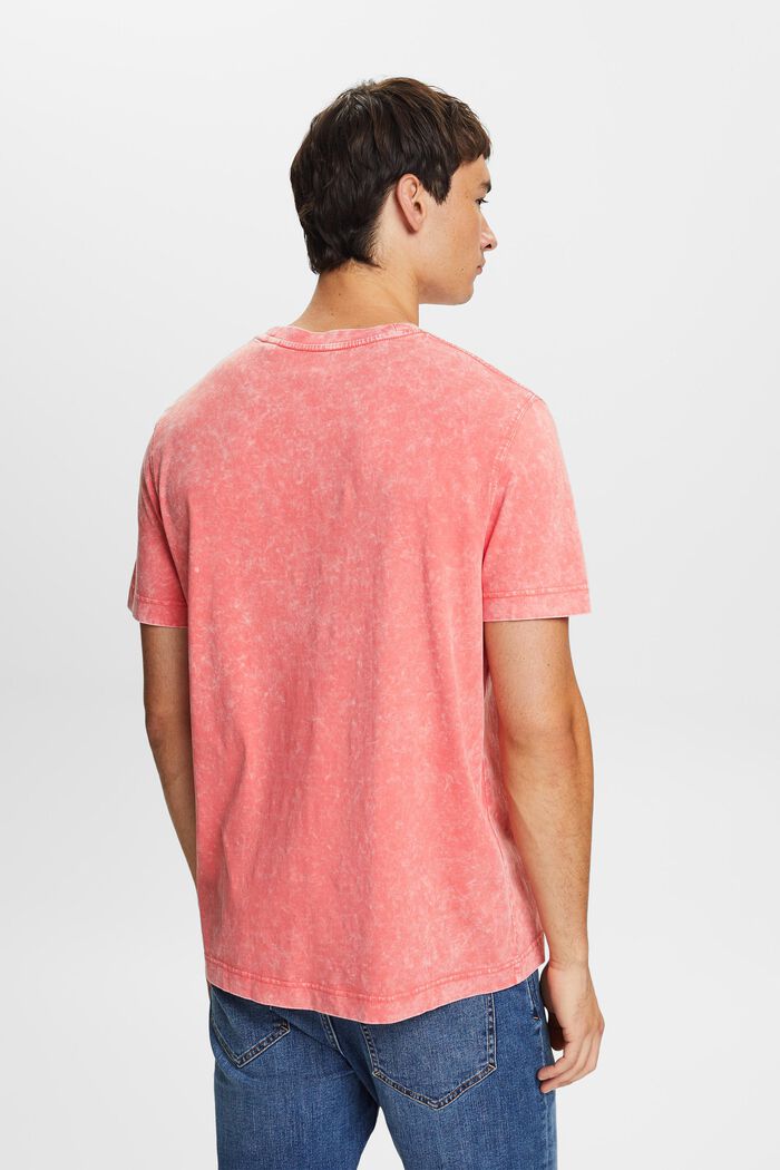 T-shirt à effet délavé Stone washed, 100 % coton, CORAL RED, detail image number 4