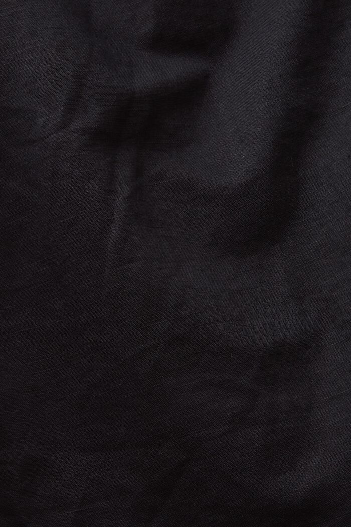 Robe-chemise en lin et coton avec ceinture, BLACK, detail image number 4