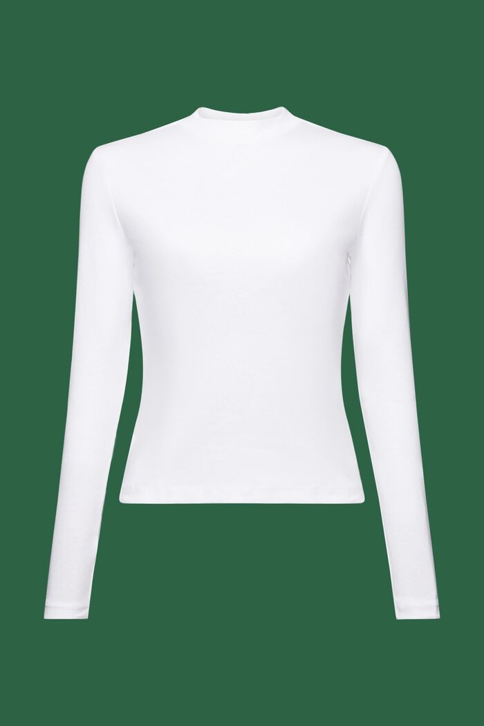 T-shirt à manches longues en jersey de coton, WHITE, detail image number 6