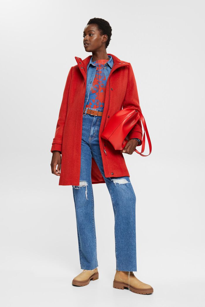Mantel mit Wolle, ORANGE RED, detail image number 0