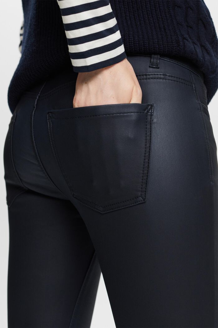 Pantalon enduit coupe Skinny Fit taille mi-haute, NAVY, detail image number 4