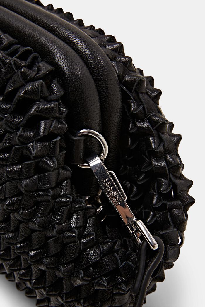 Schultertasche aus Leder im Knotendesign, BLACK, detail image number 1