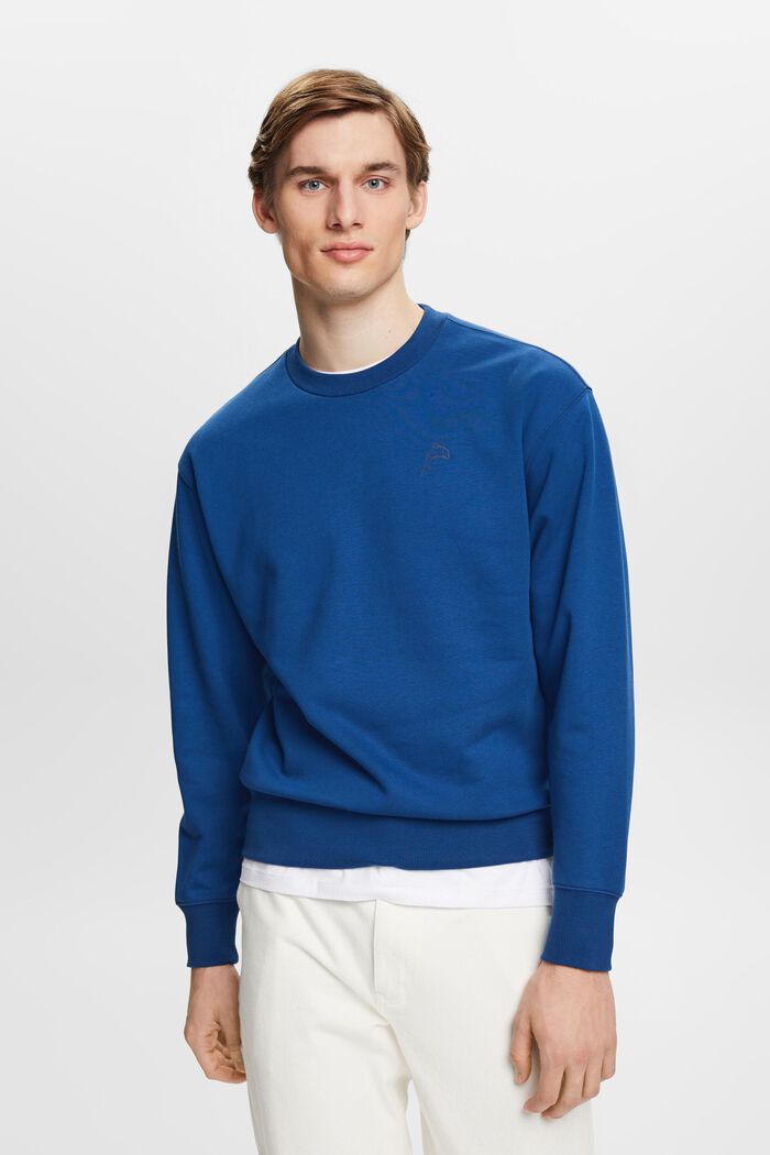 Sweatshirt mit kleinem Delfinprint, BRIGHT BLUE, detail image number 0