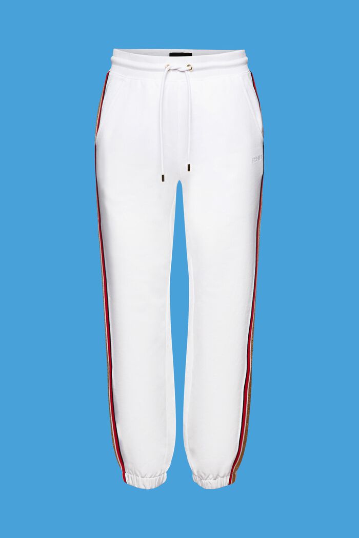 Gestreifte Trackpants aus Baumwolle, WHITE, detail image number 6
