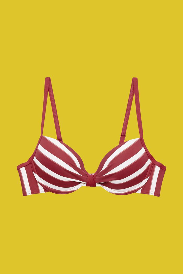 Haut de bikini rembourré à armatures orné de rayures, DARK RED, detail image number 4
