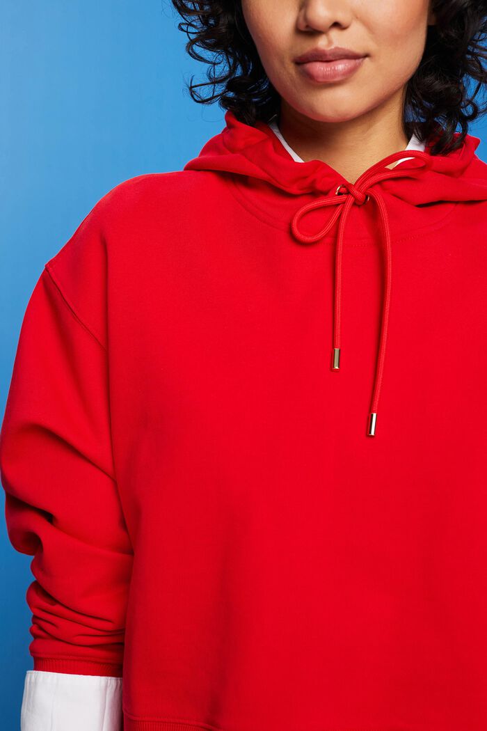 Sweat à capuche court, 100 % coton, RED, detail image number 2