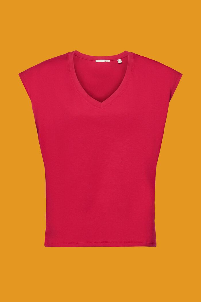 T-shirt en coton sans manches, à encolure en V, DARK PINK, detail image number 6