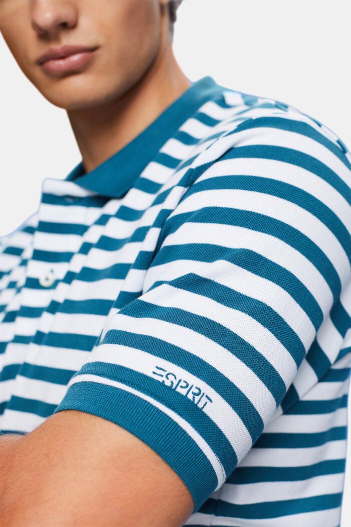 Gestreiftes Slim-Fit-Poloshirt, PETROL BLUE, detail image number 2