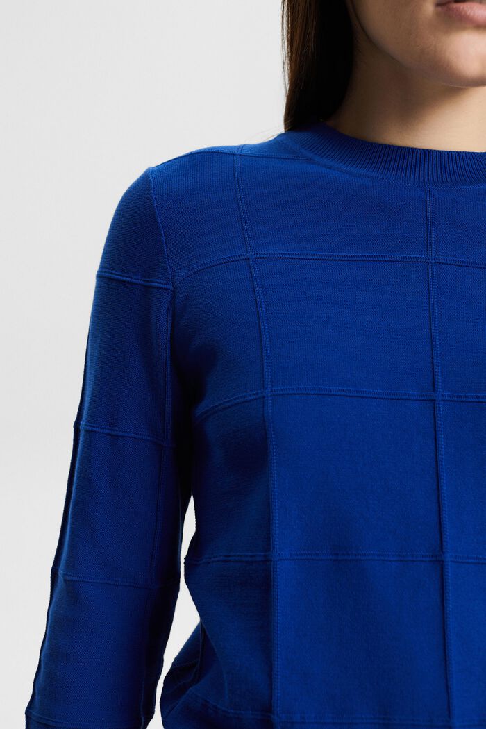 Strukturierter Pullover mit tonalem Gittermuster, BRIGHT BLUE, detail image number 3