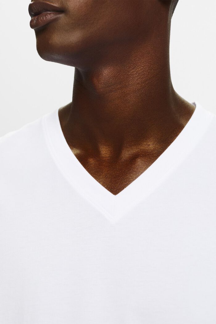 T-Shirt mit V-Ausschnitt aus Bio-Baumwolle, WHITE, detail image number 3