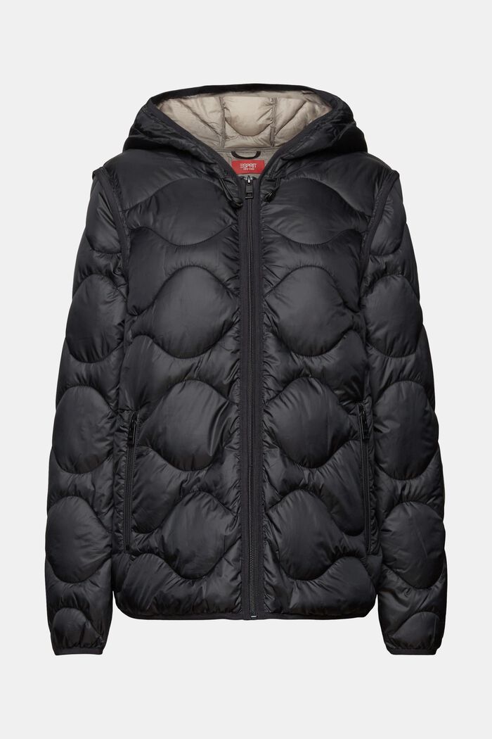Recyclée : la veste transformable matelassée à capuche, BLACK, detail image number 5