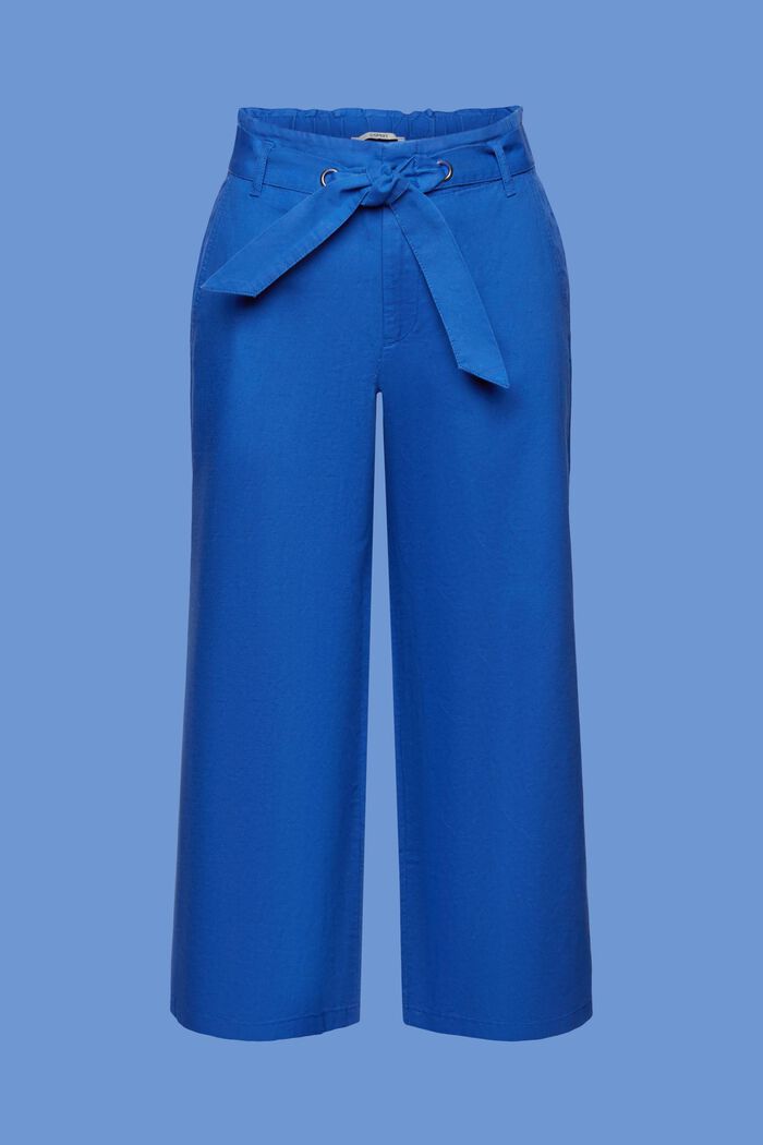 Jupe-culotte en coton et lin dotée d’une ceinture à nouer, INK, detail image number 8