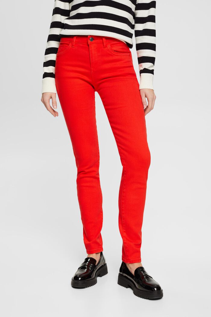 Mid-Rise-Stretchjeans in Slim Fit, RED, detail image number 0