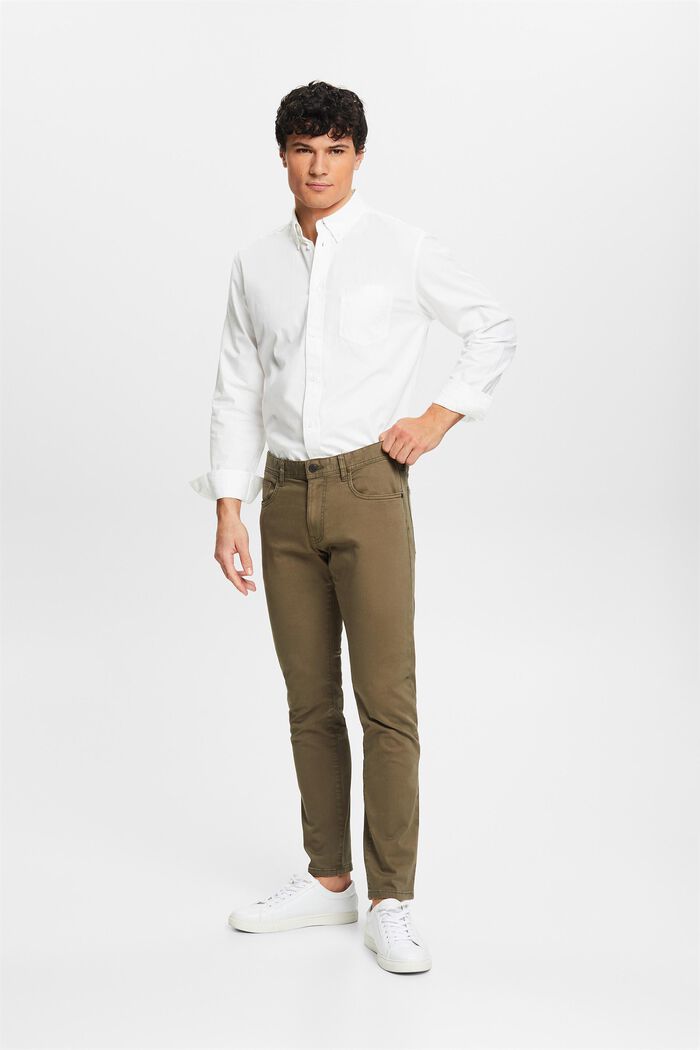 Pantalon de coupe Slim Fit, coton biologique, DARK KHAKI, detail image number 5