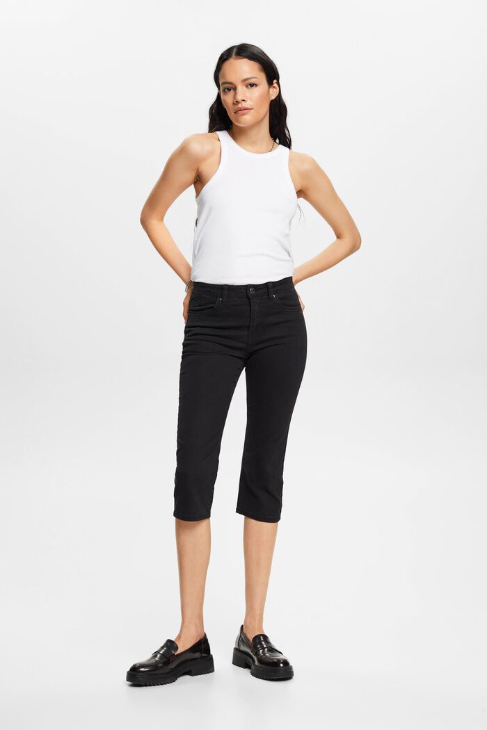 Capri-Jeans mit mittelhohem Bund, BLACK, detail image number 5