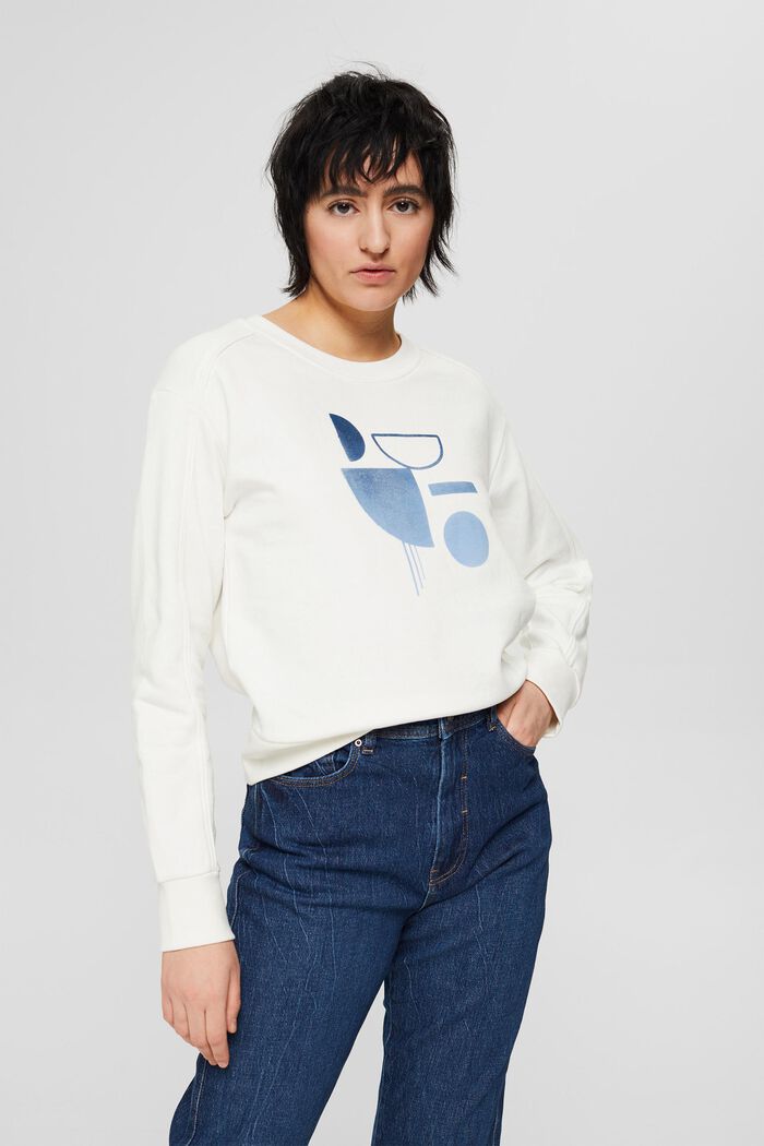 Sweater mit grafischem Print, OFF WHITE, detail image number 0