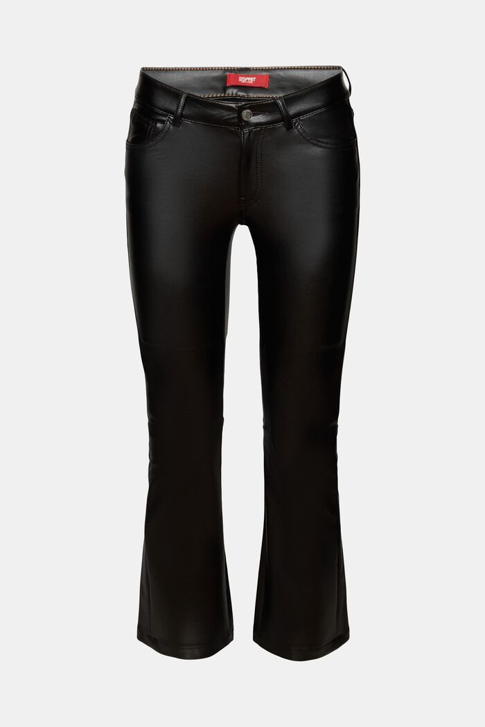Pantalon de coupe évasée en similicuir, BLACK, detail image number 6